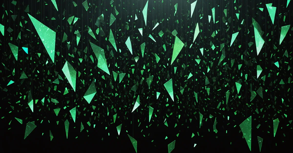 Abstract visualization of fragmented identity data combining into a single synthetic profile